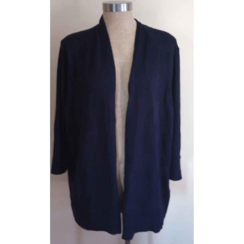 Evolution by Cyrus Women Sweater 2X Blue Lars Textured Dot Cardigan Casual NWT